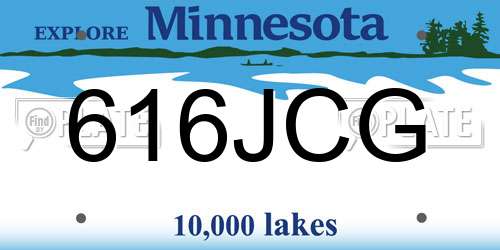 616JCG Minnesota License Plate