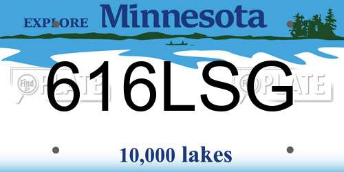616LSG Minnesota License Plate