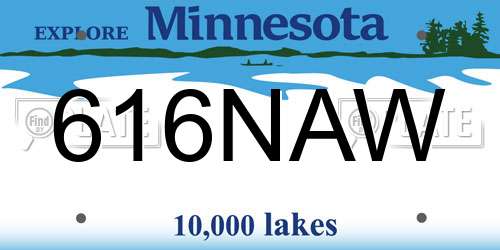 616NAW Minnesota License Plate