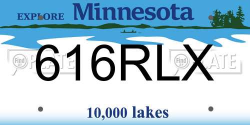 616RLX Minnesota License Plate