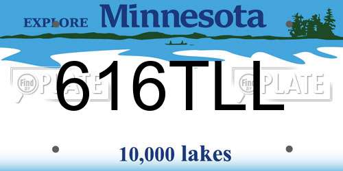 616TLL Minnesota License Plate