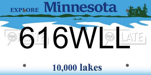 616WLL Minnesota License Plate