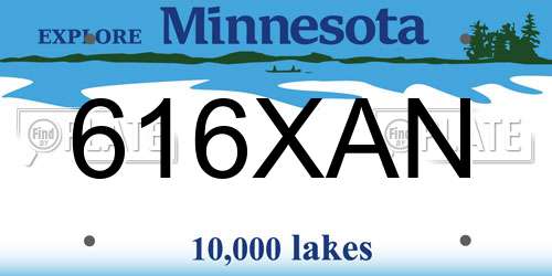 616XAN Minnesota License Plate