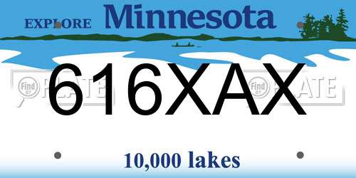 616XAX Minnesota License Plate