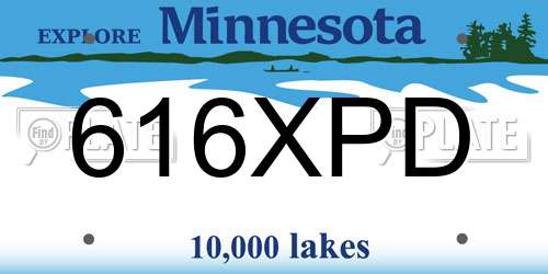 616XPD Minnesota License Plate