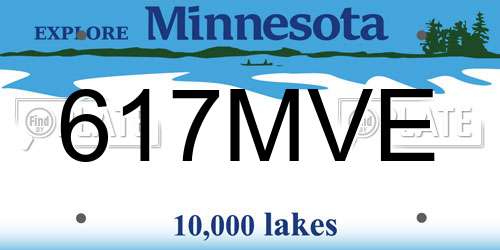 617MVE Minnesota License Plate