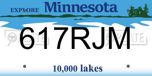 617RJM Minnesota License Plate