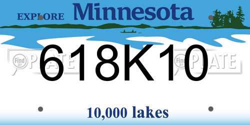 618K10 Minnesota License Plate
