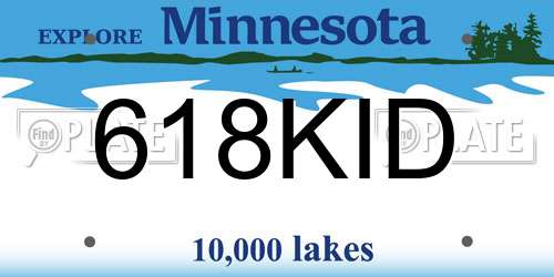 618KID Minnesota License Plate