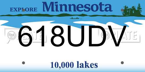 618UDV Minnesota License Plate