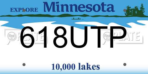 618UTP Minnesota License Plate