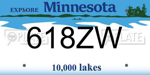 618ZW Minnesota License Plate