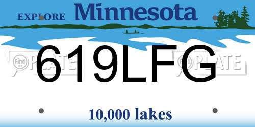 619LFG Minnesota License Plate