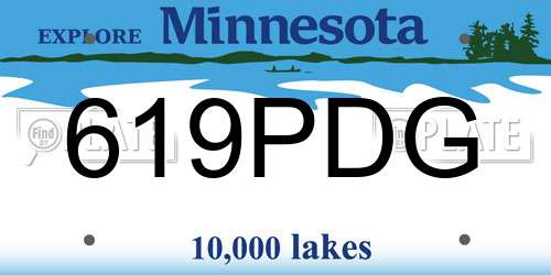 619PDG Minnesota License Plate