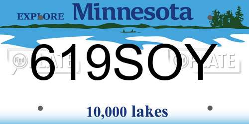 619SOY Minnesota License Plate
