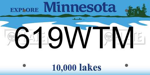 619WTM Minnesota License Plate
