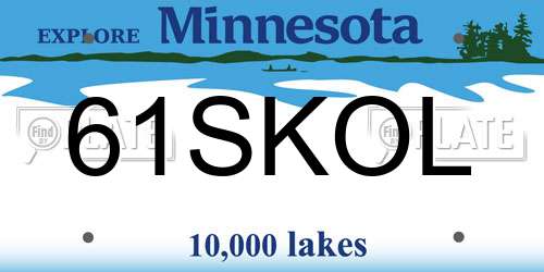 61SKOL Minnesota License Plate