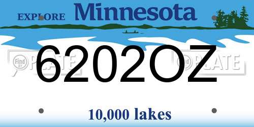 6202OZ Minnesota License Plate