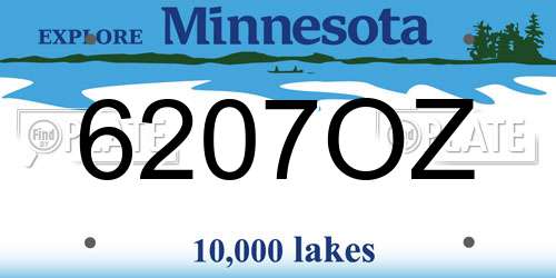 6207OZ Minnesota License Plate