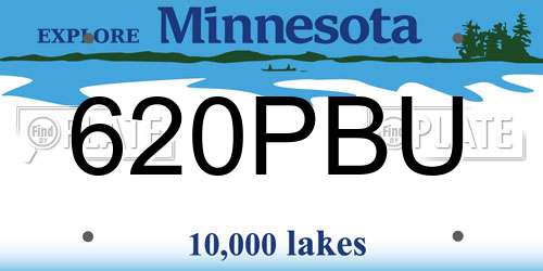 620PBU Minnesota License Plate