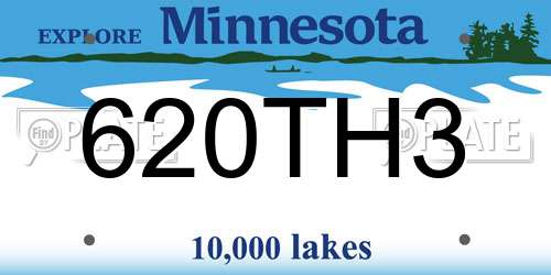 620TH3 Minnesota License Plate