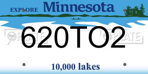 620TO2 Minnesota License Plate