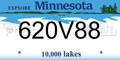 620V88 Minnesota License Plate