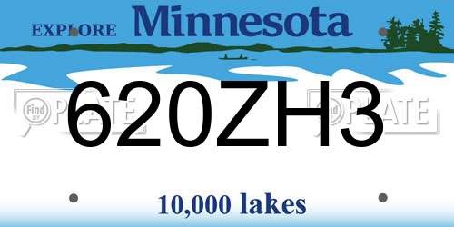 620ZH3 Minnesota License Plate
