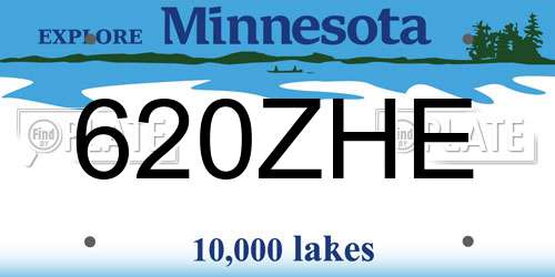 620ZHE Minnesota License Plate