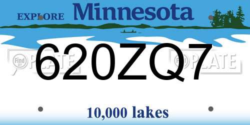 620ZQ7 Minnesota License Plate