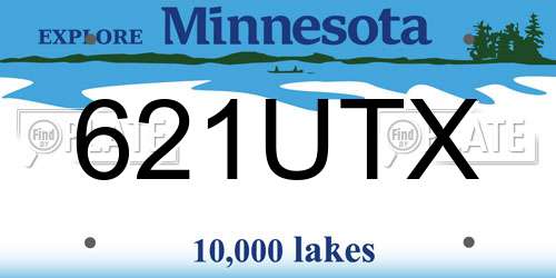 621UTX Minnesota License Plate