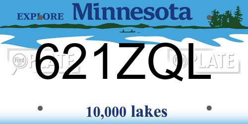 621ZQL Minnesota License Plate