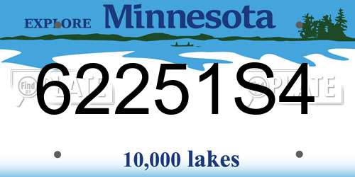 62251S4 Minnesota License Plate