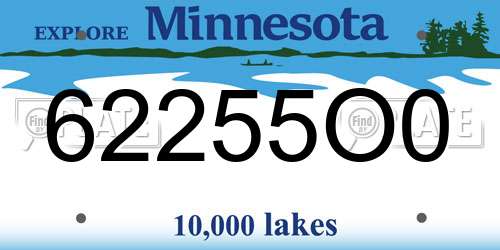 62255O0 Minnesota License Plate
