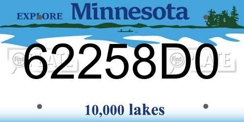 62258D0 Minnesota License Plate