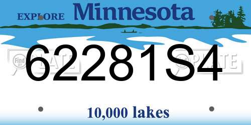 62281S4 Minnesota License Plate