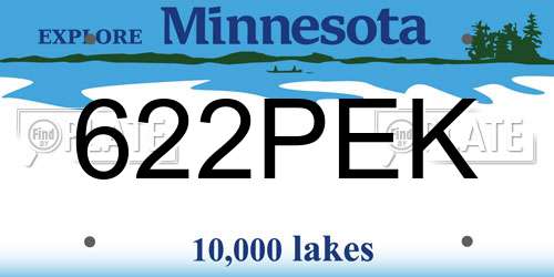 622PEK Minnesota License Plate