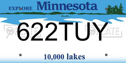 622TUY Minnesota License Plate