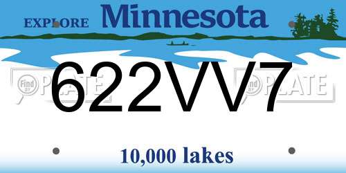 622VV7 Minnesota License Plate