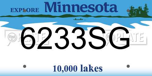 6233SG Minnesota License Plate