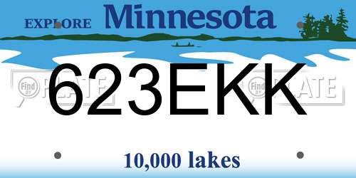 623EKK Minnesota License Plate
