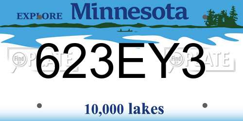 623EY3 Minnesota License Plate