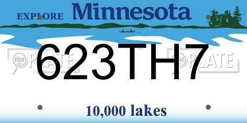 623TH7 Minnesota License Plate