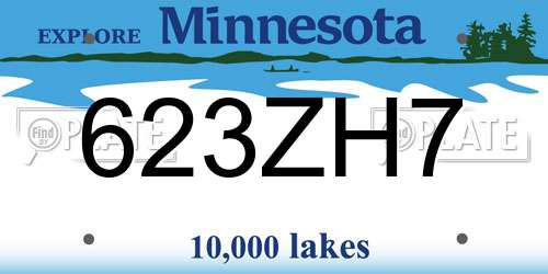623ZH7 Minnesota License Plate