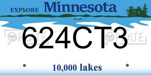 624CT3 Minnesota License Plate