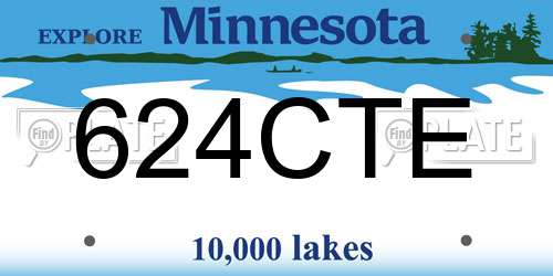 624CTE Minnesota License Plate