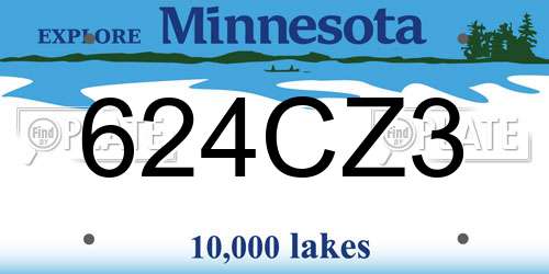 624CZ3 Minnesota License Plate