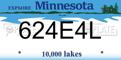 624E4L Minnesota License Plate