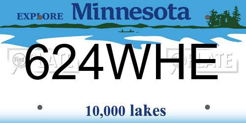 624WHE Minnesota License Plate