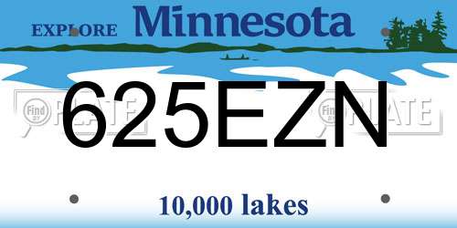 625EZN Minnesota License Plate